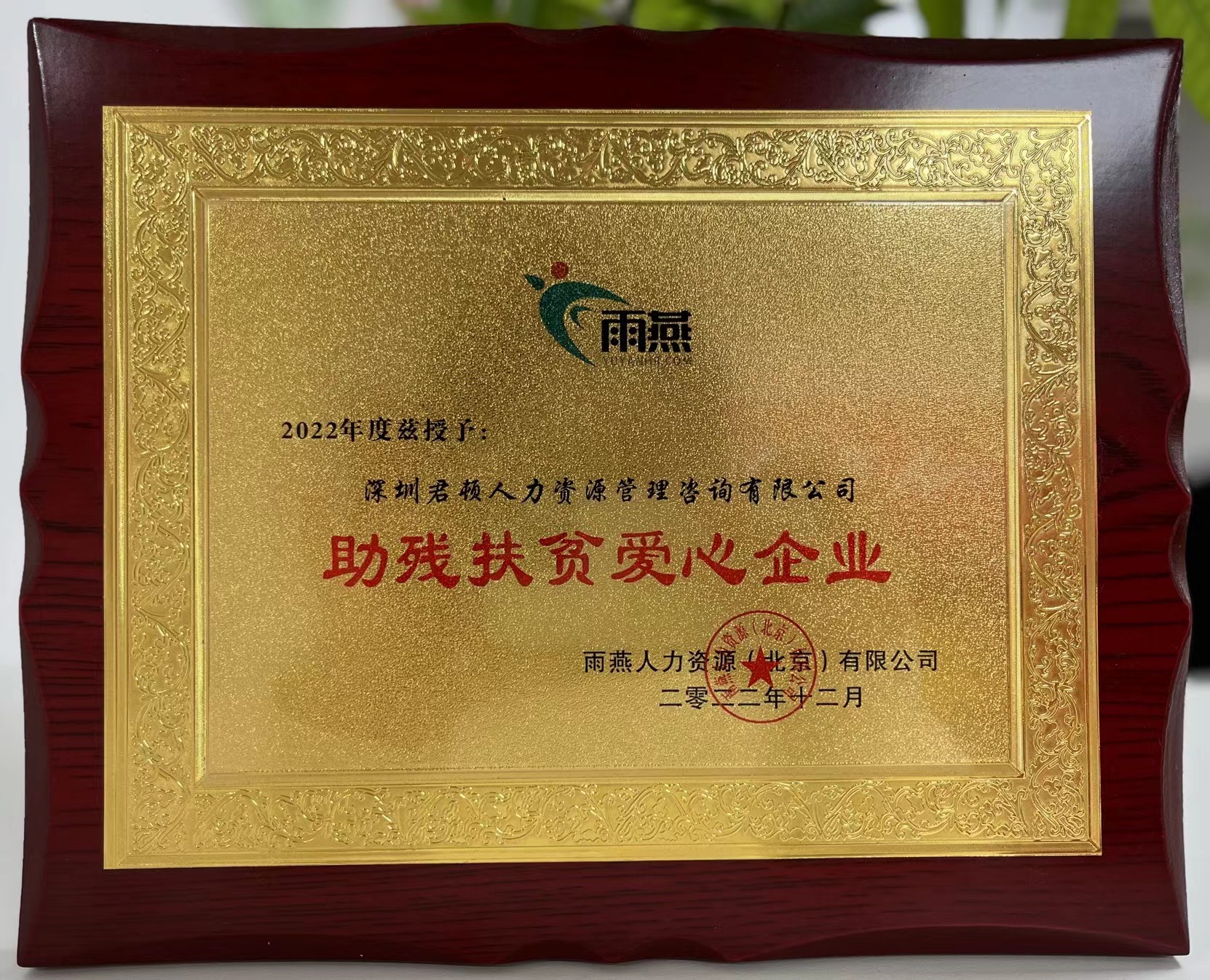 深圳君顿人力资源管理咨询有限公司——助残扶贫爱心企业